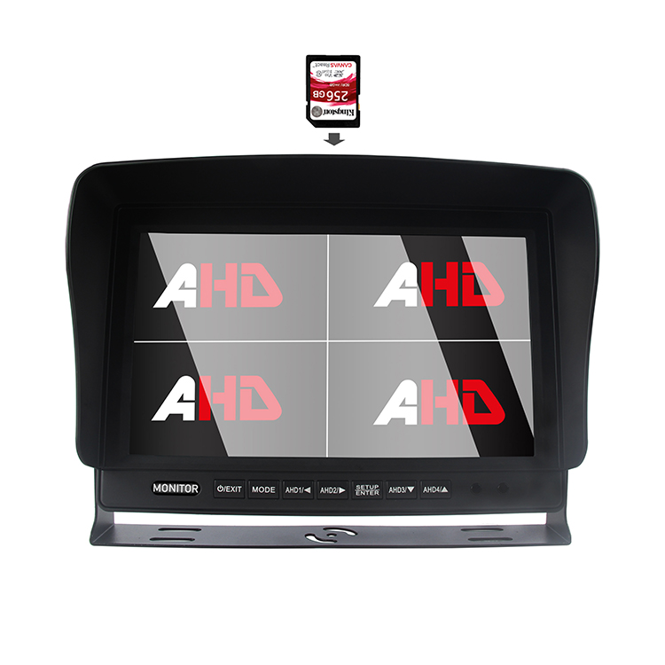 10.1 ইঞ্চি AHD কোয়াড স্প্লিট ডিসপ্লে SD DVR যানবাহন মনিটর