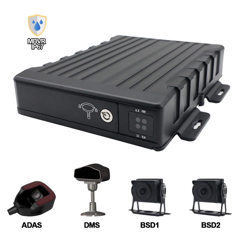 Carleader 4CH IP67 ওয়াটারপ্রুফ AI SD মোবাইল DVR সাপোর্ট ADAS+DMS+BSD
