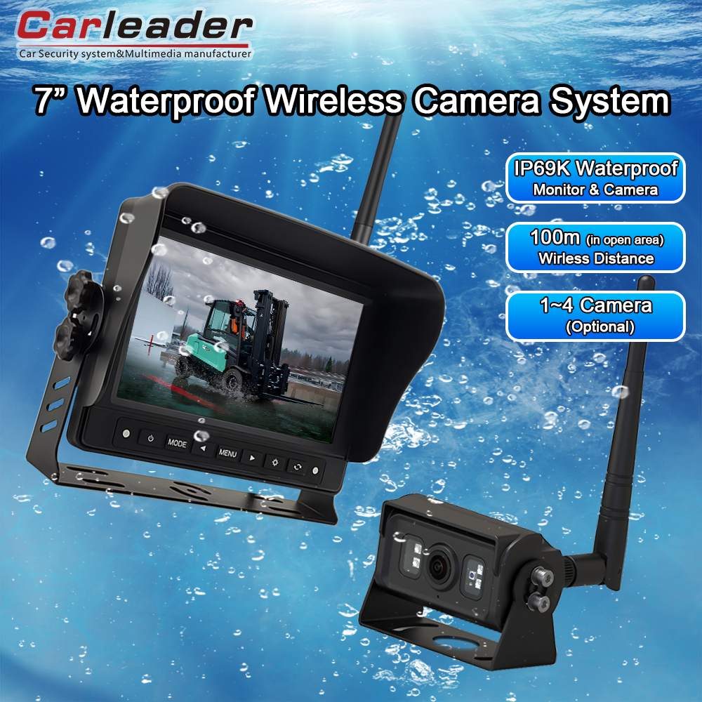 Carleader 7 ইঞ্চি ওয়াটারপ্রুফ 2.4GHz ডিজিটাল ওয়্যারলেস হেভি ডিউটি ​​ক্যামেরা মনিটর সিস্টেমের সাথে আপনার নজরদারি ক্ষমতা আপগ্রেড করুন